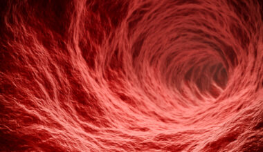 Concept render of blood vessel with nothing inside, realistic human tissue. inside of an organ, realistic render illustration for copy space
