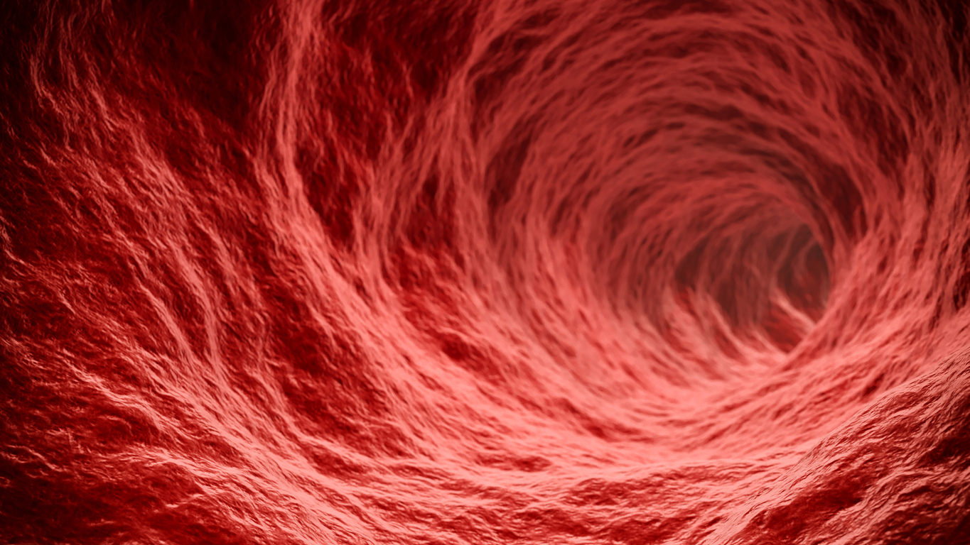 Concept render of blood vessel with nothing inside, realistic human tissue. inside of an organ, realistic render illustration for copy space