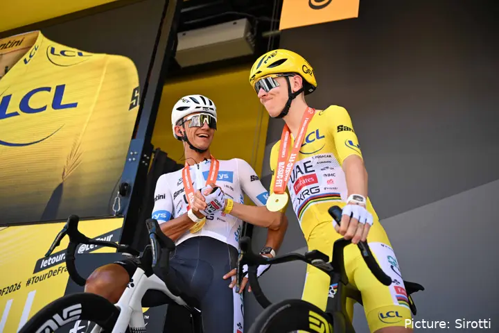 Isaac del Toro and Tadej Pogacar at the Tour de France
