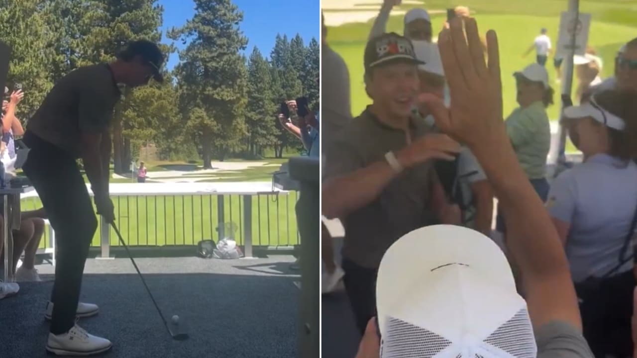 Boldy chips over railing, gets high fives at American Century Championship