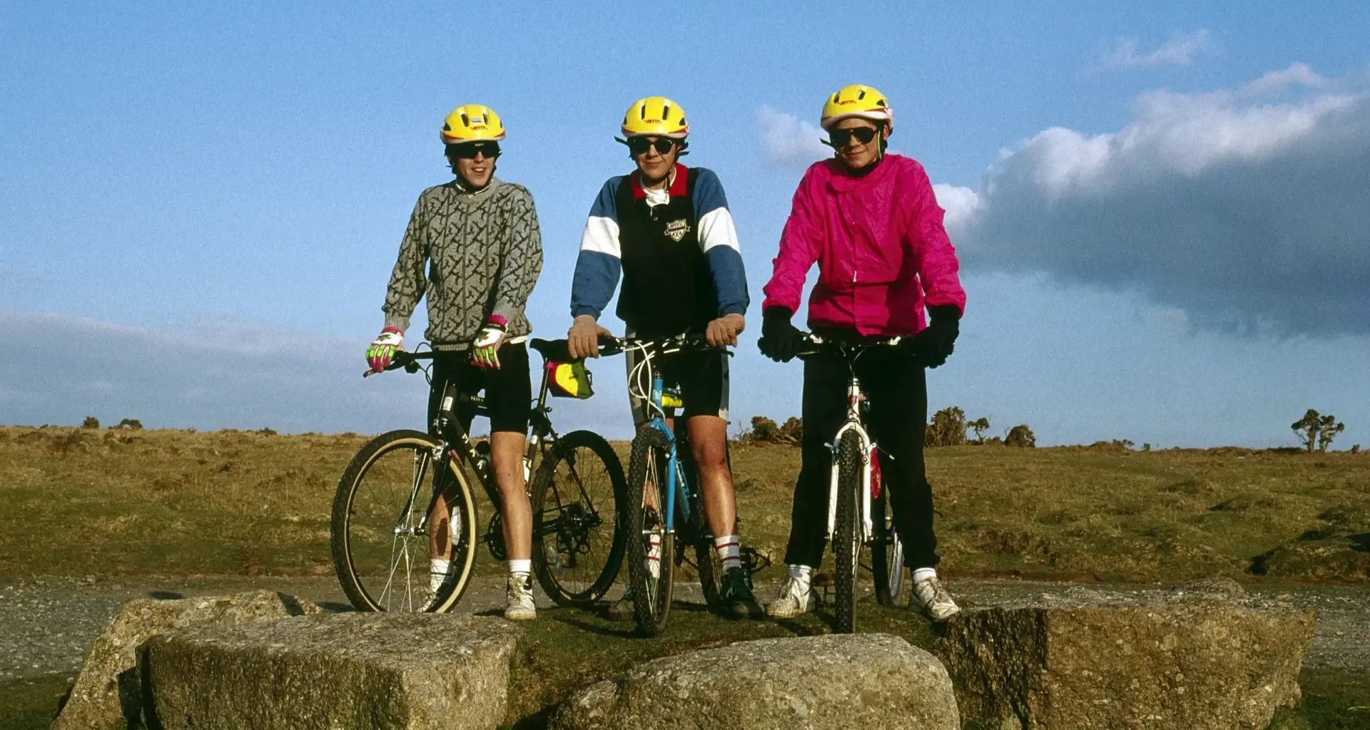 Martin Hills (centre) on Dartmoor in the 1990s with lifelong friends Julian and Dayle.