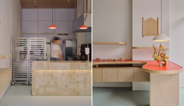 bagel-inspired details and flexible furniture shape seoul bakery’s open interior