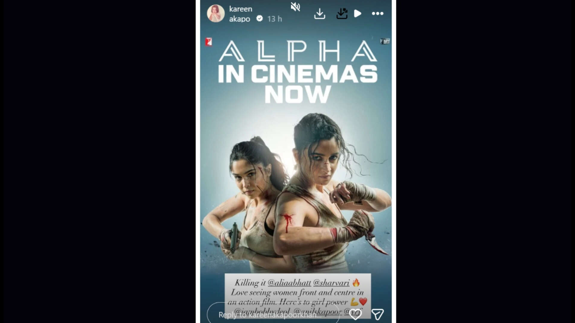 Kareena Kapoor Khan pens a note for Alia Bhatt's 'Alpha.'(Image Credit: Instagram) Kareena Kapoor supports Alia Bhatt's Alpha