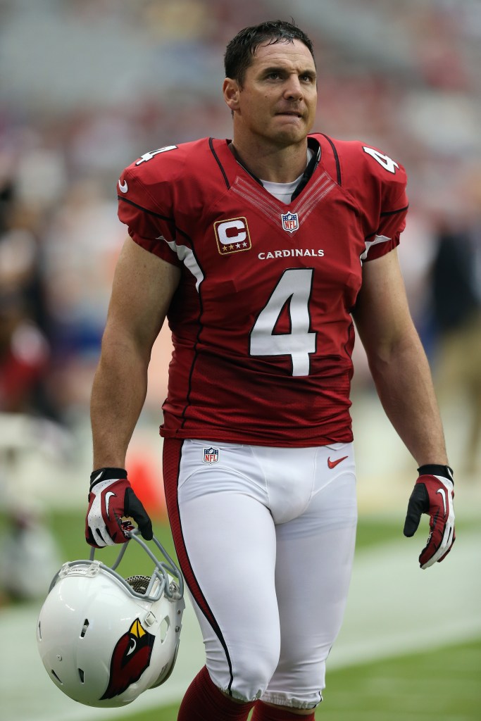 Arizona Cardinals kicker Jay Feely looking on before a game.