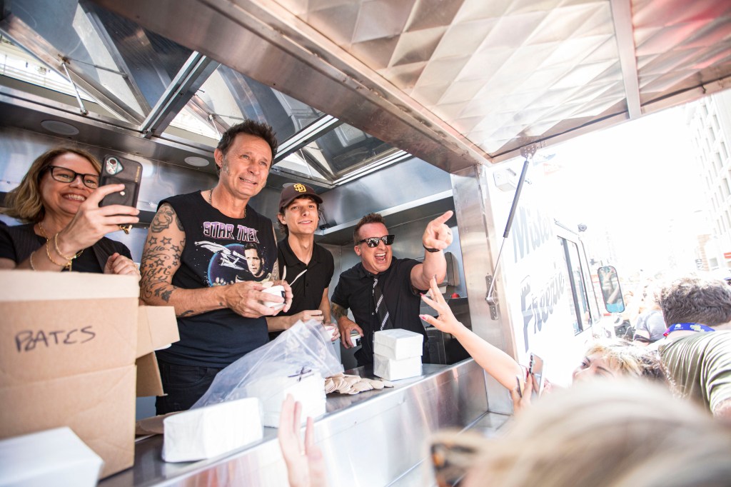 Mike Dirnt, Mason Thames and Tre Cool at Comic-Con 2026