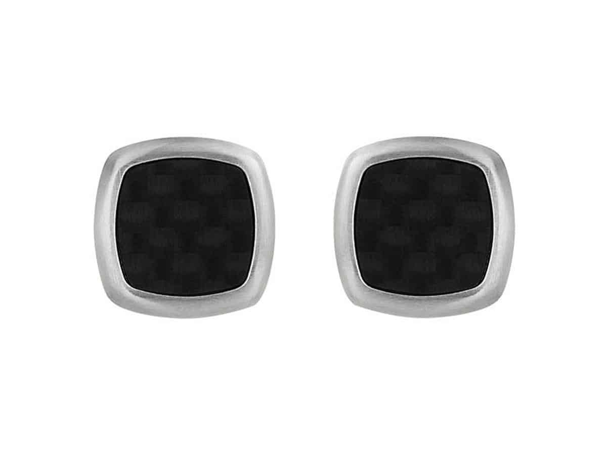 NAJO The Aviator Cufflinks in brushed stainless steel and black carbon fibre