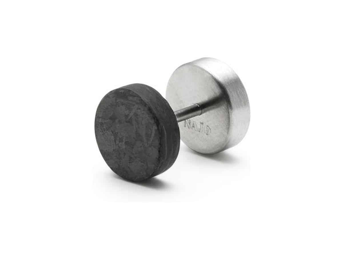 NAJO Torque Men's Reversible Earring in stainless steel and black carbon fibre