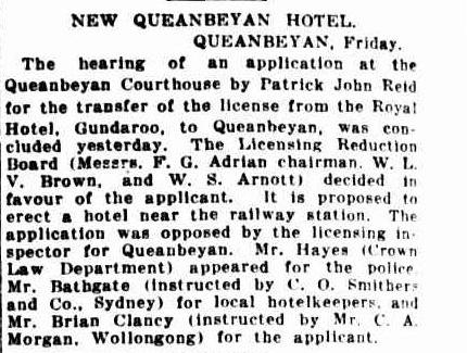 A fragment of a newspaper about a new Queanbeyan Hotel, from 1926.