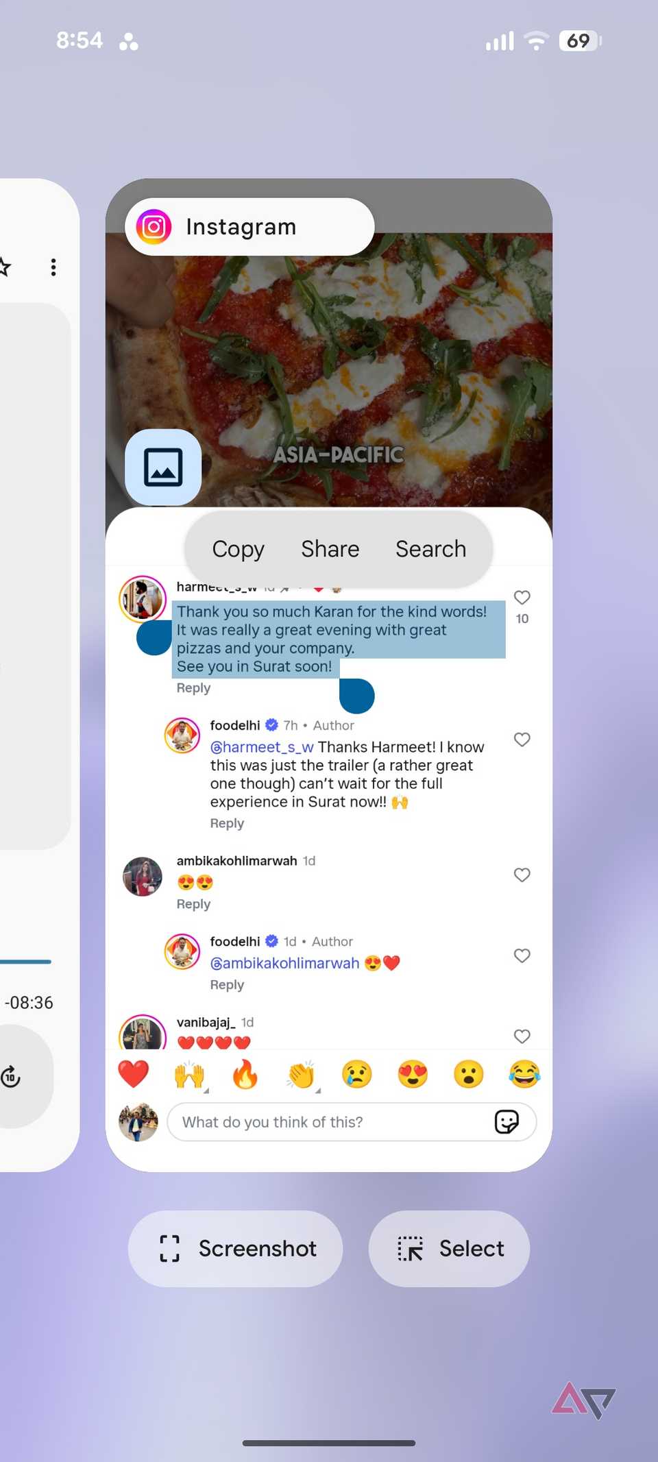 A screenshot showing Pixel selecting text