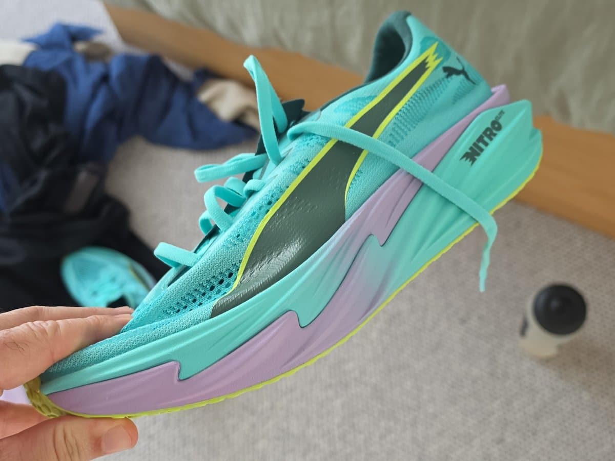 Heel and midsole detail of the PUMA x HYROX Deviate NITRO Elite