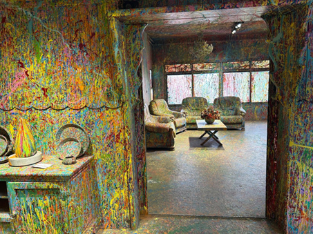 A view through adjoining rooms inside Halaby's House of Colors, where paint transforms the family's former home into a walk-through artwork (Photo: Yael Feldman Shavit) A view through adjoining rooms inside Halaby's House of Colors, where paint transforms the family's former home into a walk-through artwork