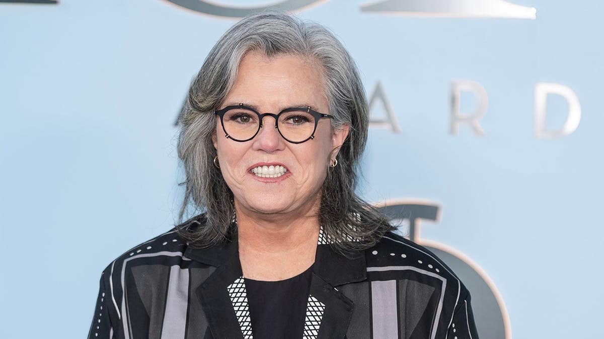 Rosie O'Donnell standing at Radio City Music Hall in New York City.
