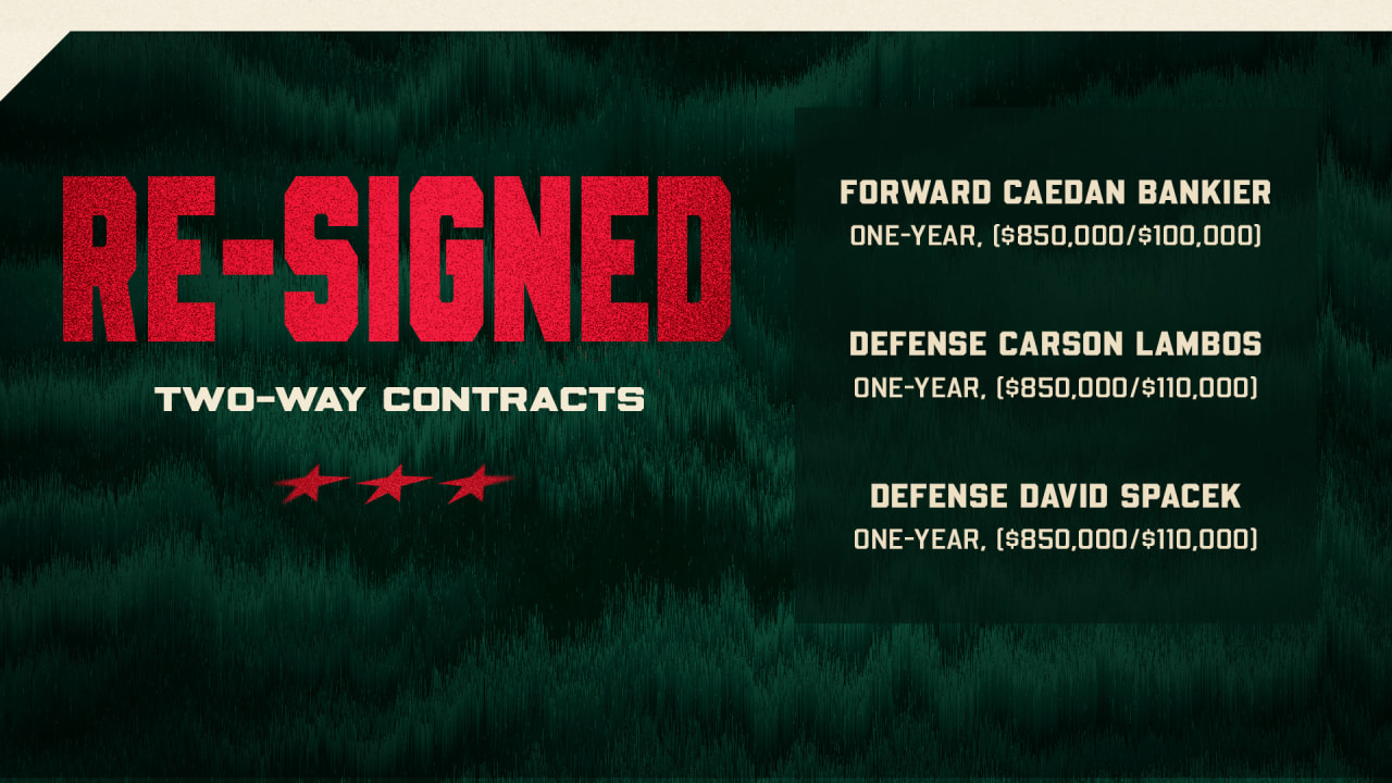 Minnesota Wild Re-signs Forward Caedan Bankier and Defensemen Carson Lambos and David Špaček to One-year, Two-way Contracts