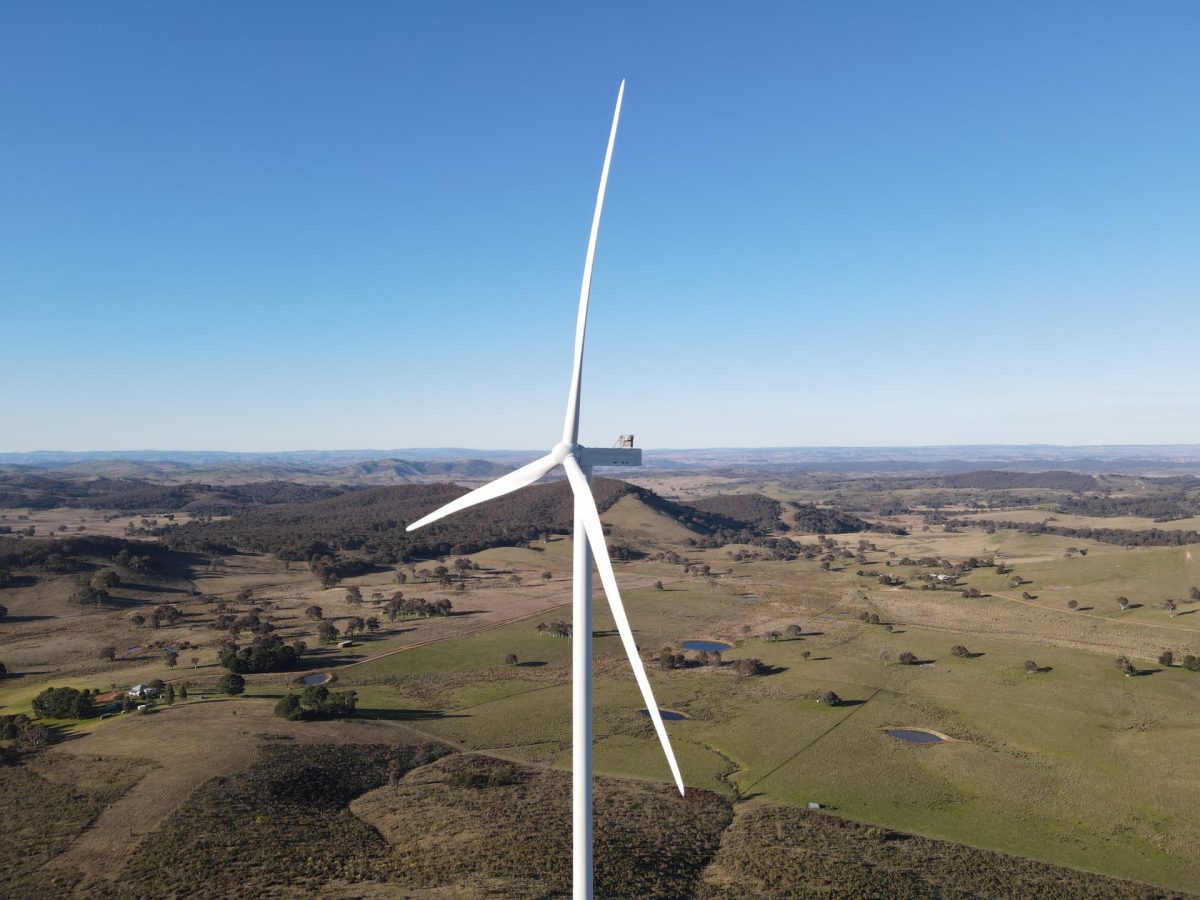 wind turbine in pasture land