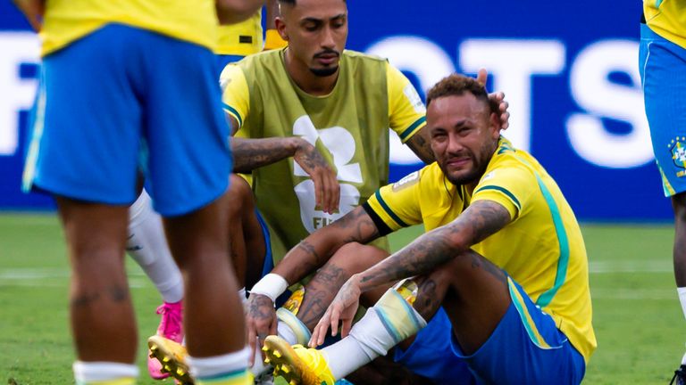 Neymar had to be consoled by team-mates