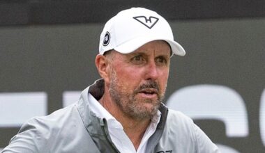 Captain Phil Mickelson of HyFlyers GC looks on from the 17th tee during the third round of LIV Golf South Africa at The Club at Steyn City on Saturday, March 21, 2026 in Midrand, South Africa. (Photo by Jon Ferrey/LIV Golf via AP)
