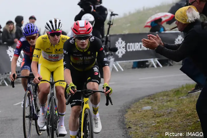 Jonas Vingegaard and Tadej Pogacar at the 2025 Tour de France