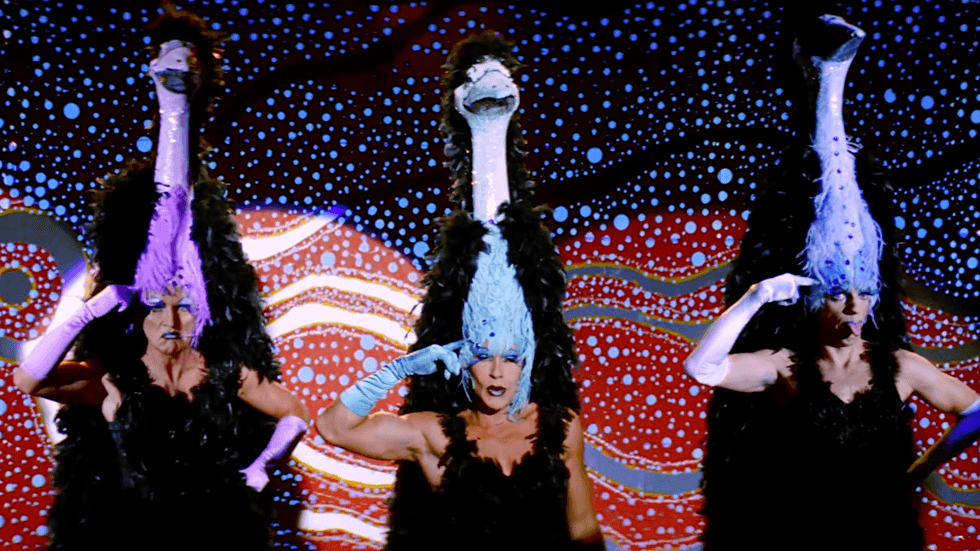 Terence Stamp, Guy Pearce and Hugo Weaving in the 1994 film The Adventures of Priscilla, Queen of the Desert