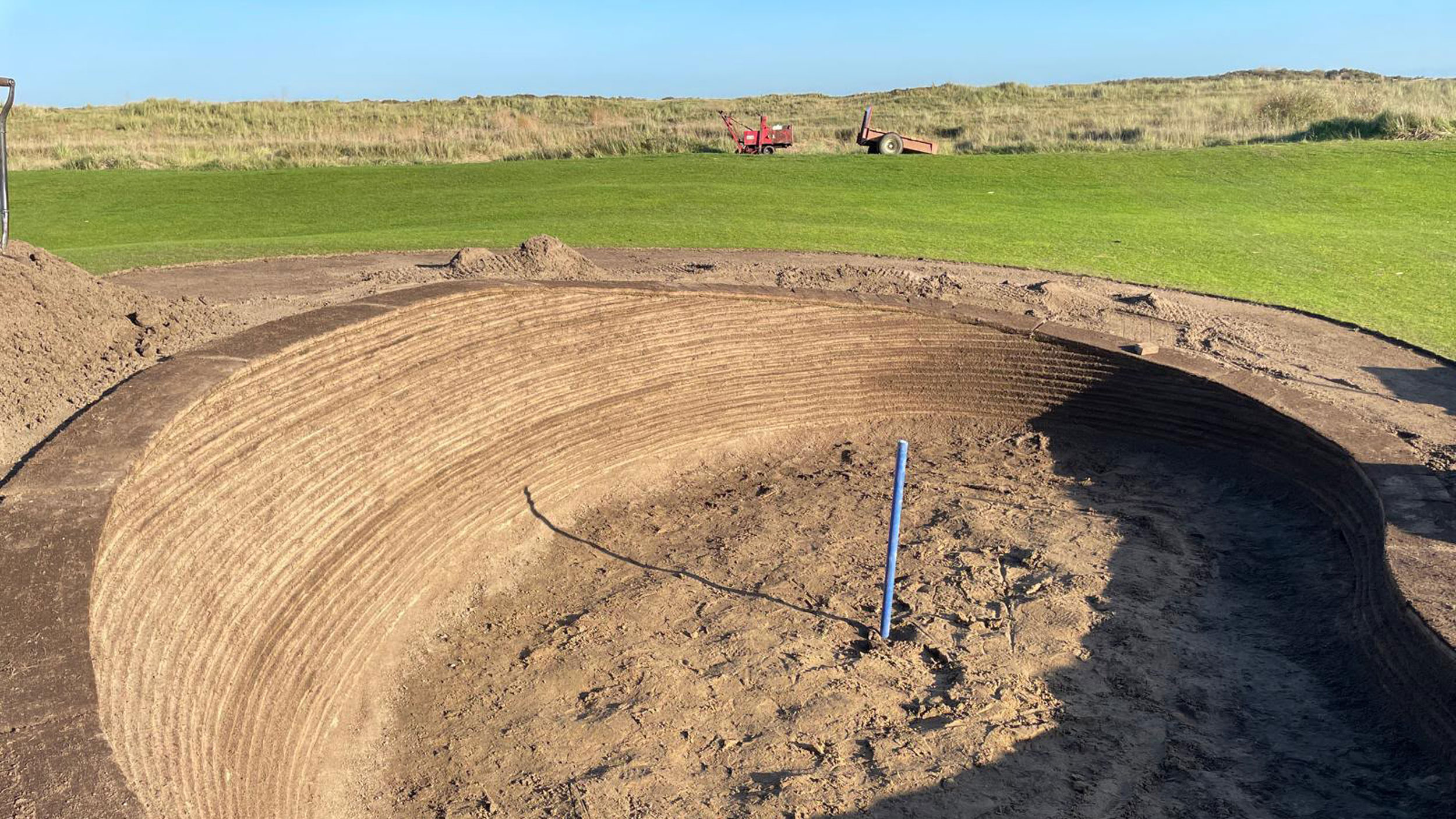 A revetted bunker at Prince's Golf Club under construction