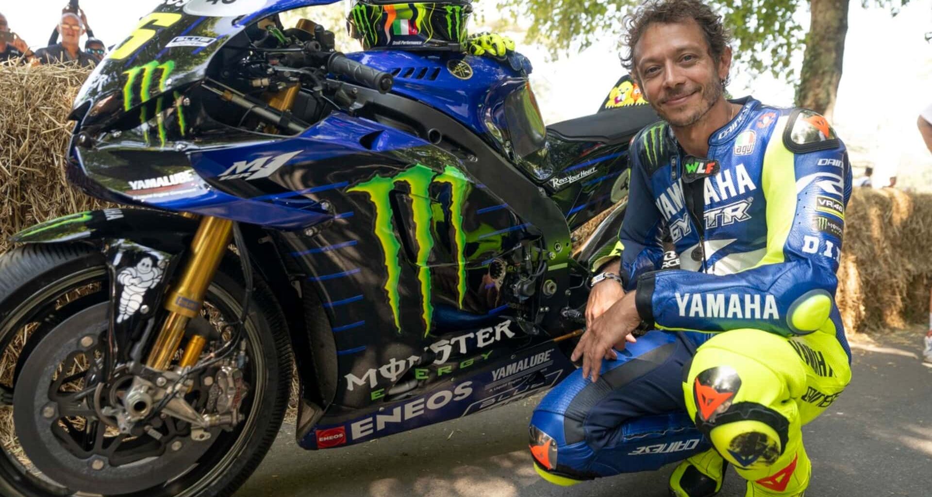 Legendary MotoGP Rider Valentino Rossi Reunited With His Yamaha M1 At Goodwood