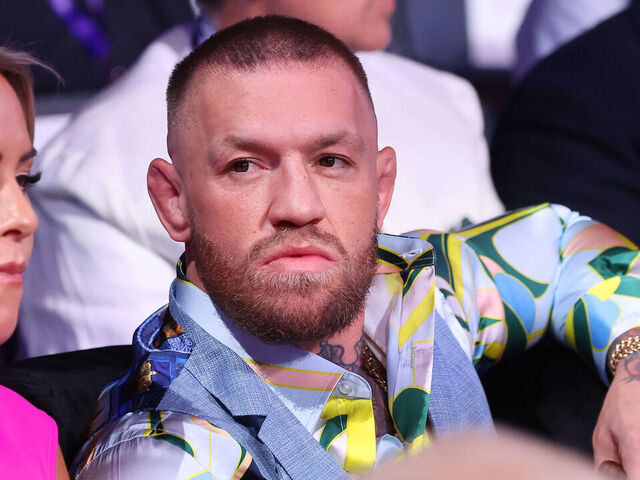 LONDON, ENGLAND - SEPTEMBER 21: Conor McGregor looks on from ringside prior to during the IBF World Heavyweight Title fight between Daniel Dubois and Anthony Joshua, on the Riyadh Season - Wembley Edition card at Wembley Stadium on September 21, 2024 in London, England.