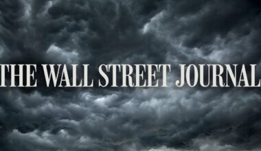 Dark storm clouds fill the sky with “THE WALL STREET JOURNAL.” written in large, bold white letters across the center of the image.
