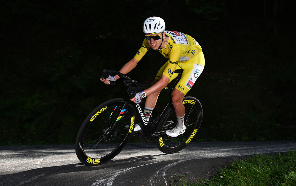 Tadej Pogacar of Slovenia and UAE Team Emirates - XRG - Yellow Leader Jersey competes in the breakaway during the 113th Tour de France 2026, Stage 10 a 166.6km stage from Aurillac to Le Lioran