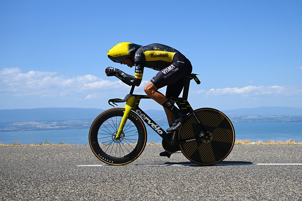 THONON-LES-BAINS, FRANCE - JULY 21: Bruno Armirail of France and Team Visma | Lease a Bike competes during the 113th Tour de France 2026, Stage 16 a 26.1km individual time trial stage from Evian-les-Bains to Thonon-les-Bains / #UCIWT / on July 21, 2026 in Thonon-les-Bains, France. (Photo by Tim de Waele/Getty Images)