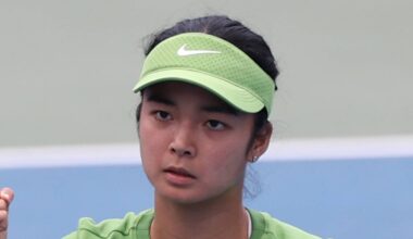 Alexandra Eala celebrates after a match point