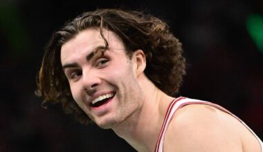 Nov 7, 2025; Milwaukee, Wisconsin, USA; Chicago Bulls guard Josh Giddey (3) reacts in the 3rd quarter against the Milwaukee Bucks at Fiserv Forum. Mandatory Credit: Benny Sieu-Imagn Images