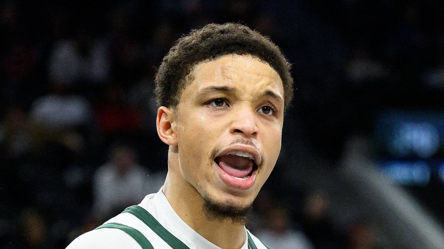 Milwaukee Bucks guard Ryan Rollins (13) reacts during the second half against the Los Angeles Clippers at Intuit Dome on Mar 23, 2026.