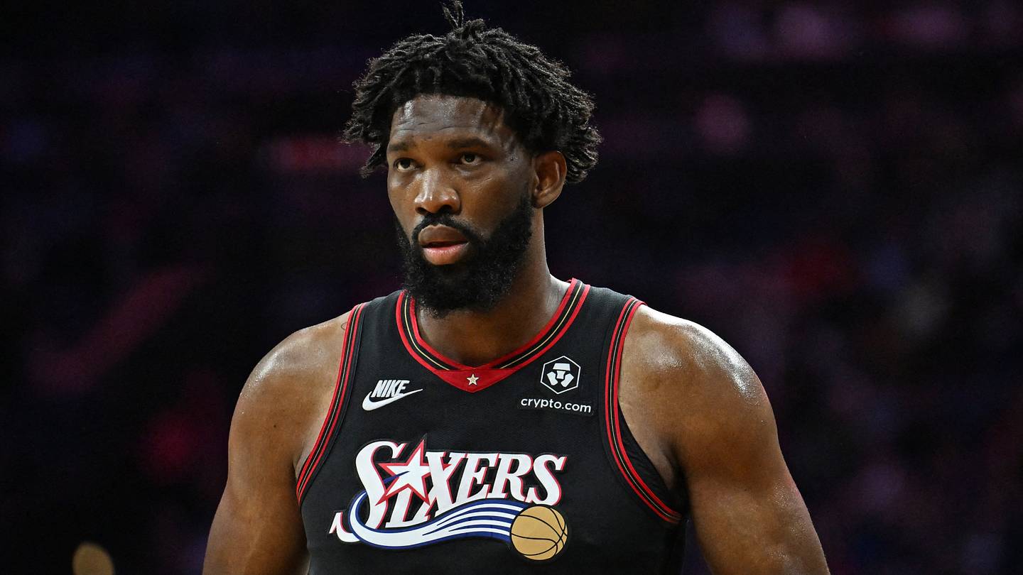 Philadelphia 76ers center Joel Embiid (21) against the Boston Celtics during the second half at Xfinity Mobile Arena.