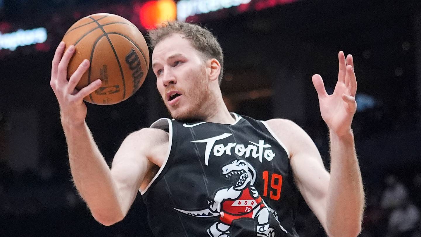 Dec 7, 2025; Toronto, Ontario, CAN; Toronto Raptors center Jakob Poeltl (19)  Mandatory Credit: John E. Sokolowski-Imagn Images