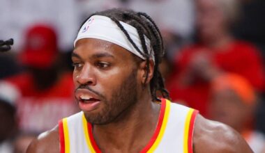 Atlanta Hawks guard Buddy Hield (8) during 2026 NBA Playoffs at State Farm Arena on April 30, 2026.