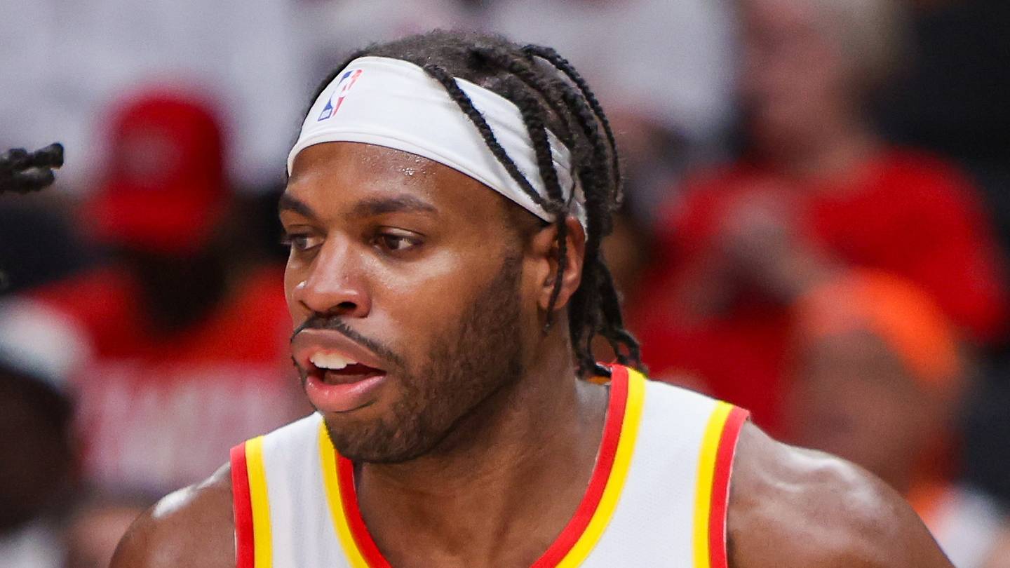 Atlanta Hawks guard Buddy Hield (8) during 2026 NBA Playoffs at State Farm Arena on April 30, 2026.