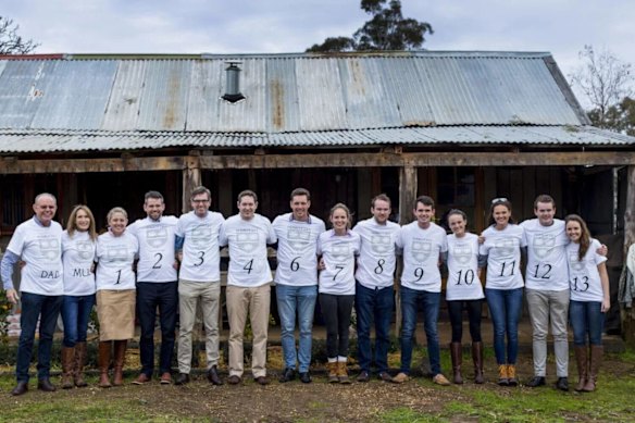 The extended Perrottet family. There are 12 siblings shown as one died at birth.
