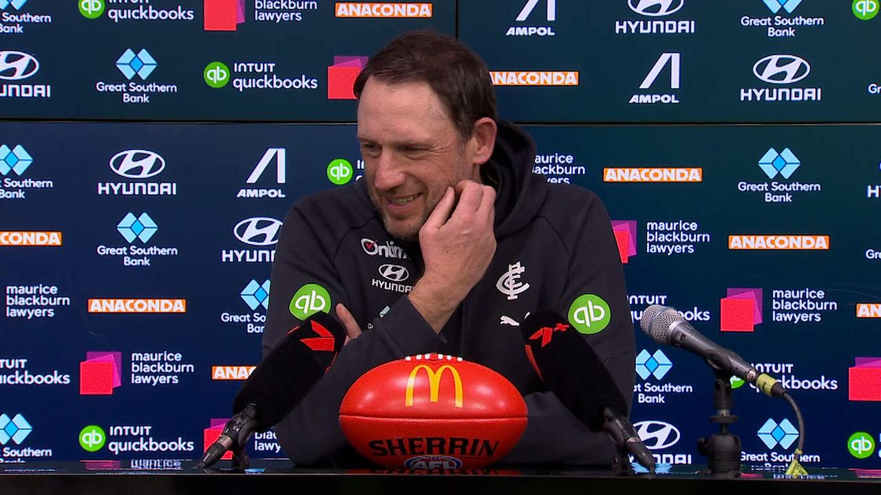 AFL news 2026: Josh Fraser press conference after Carlton win over St Kilda, chances of interim coach winning permanent Blues coaching role