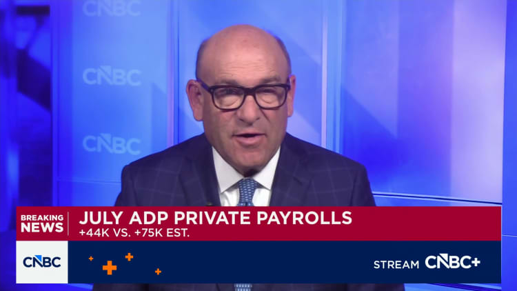 Private companies added just 44,000 workers in July, below expectations, ADP reports