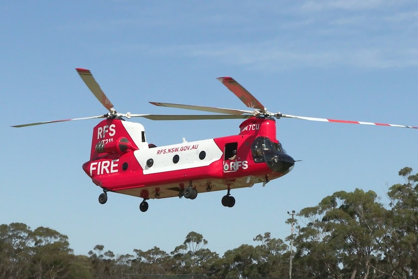 A Chinook helicopter in the air