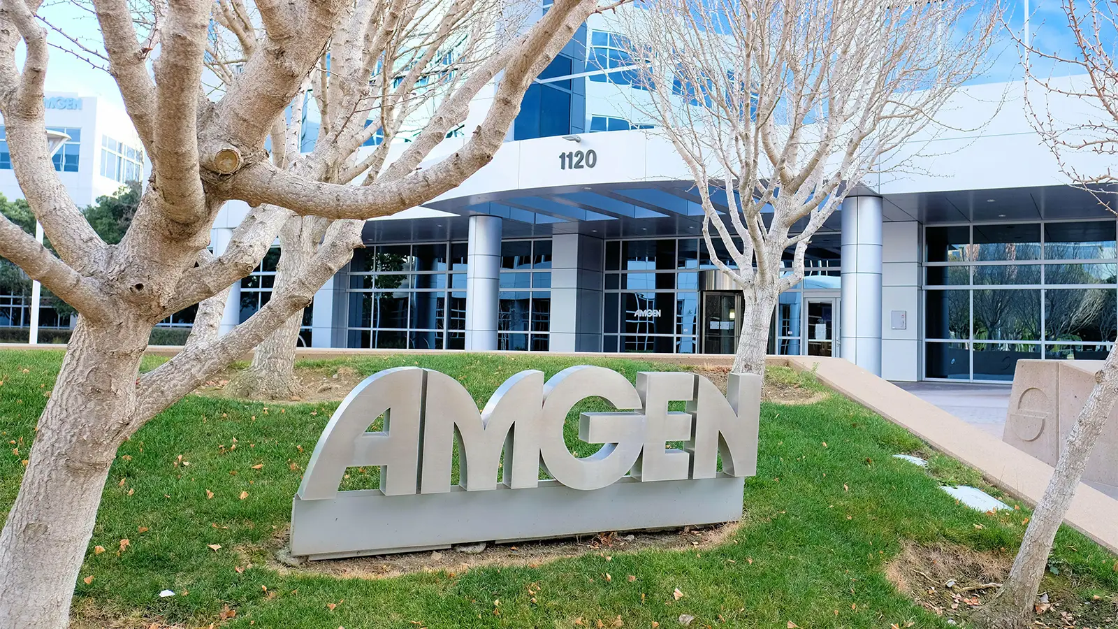 A photo of Amgen headquarters in Silicon Valley.
