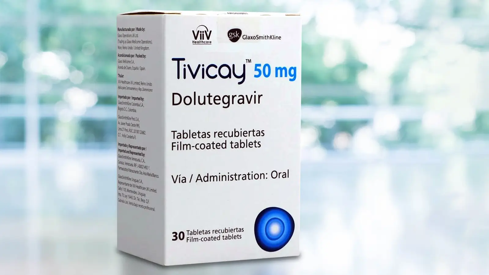 A photo of a box of Tivicay tablets.