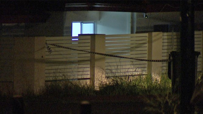 Police tape blocking off the Taree St property overnight.