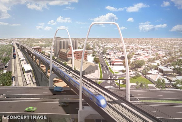 An artist’s impression of the bridge over the Maribyrnong River.