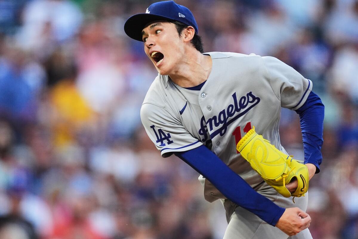 Roki Sasaki had a solid start Wednesday for the Dodgers against the Rockies.