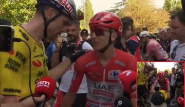Van Aert playfully takes a jab at Pogacar, the culprit