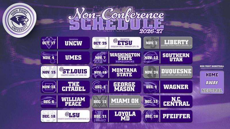 High Point Men's Basketball Releases 2026-27 Non-Conference Slate