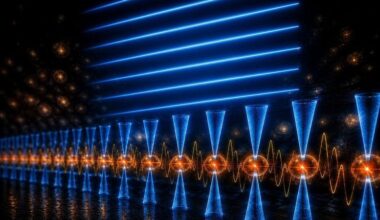 AI Image of Strontium Atoms in Optical Tweezers