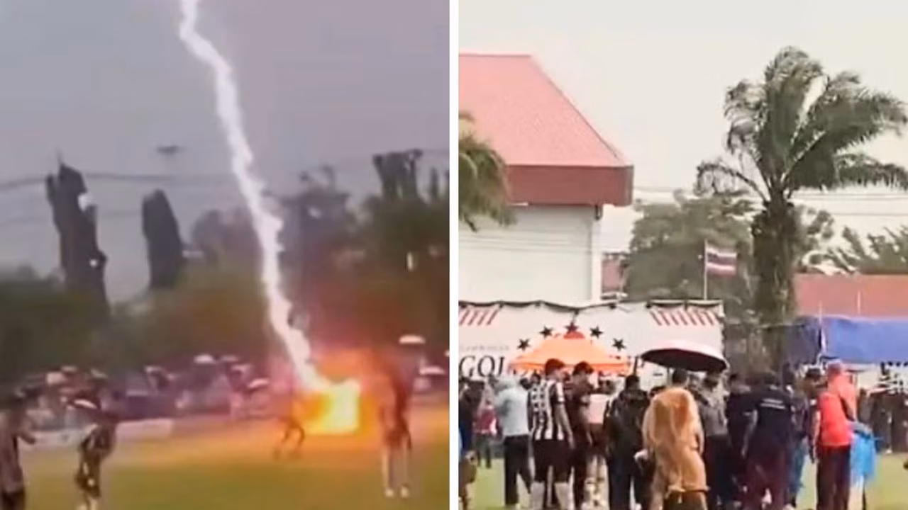 Footballer killed in tragic lightning strikes which injure many more during match in Thailand