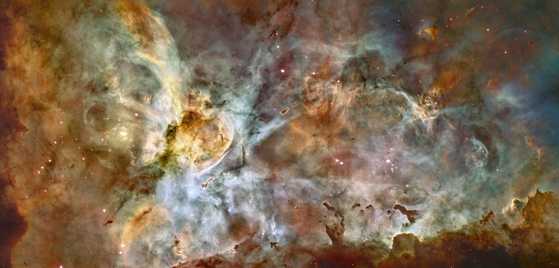 Hubble image of the Carina Nebula (NGC 3372), which lies just 7500 light-years away in the constellation Carina (the Keel). Credit: NASA/ESA/UC Berkeley/STScI/NOAO/AURA/NSF