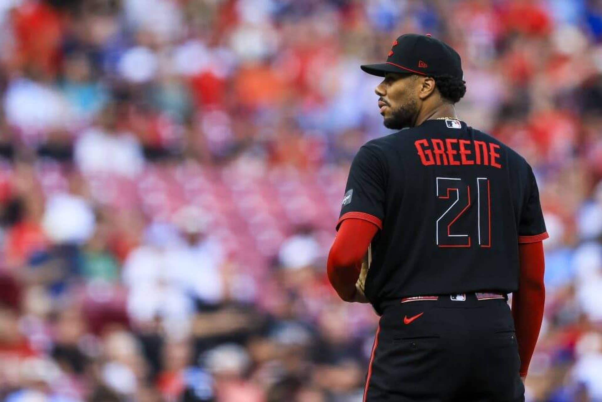 Hunter Greene pitching in June
